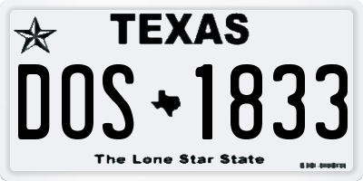 TX license plate DOS1833