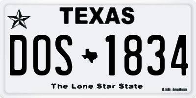 TX license plate DOS1834