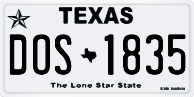 TX license plate DOS1835