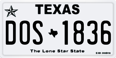 TX license plate DOS1836