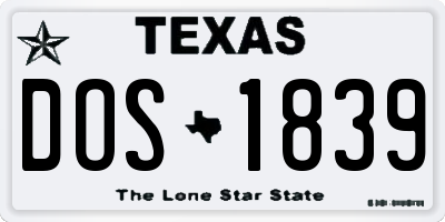 TX license plate DOS1839