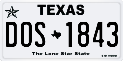 TX license plate DOS1843