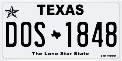 TX license plate DOS1848