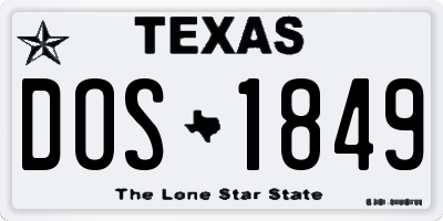 TX license plate DOS1849