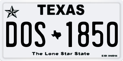 TX license plate DOS1850