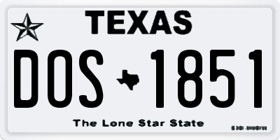 TX license plate DOS1851