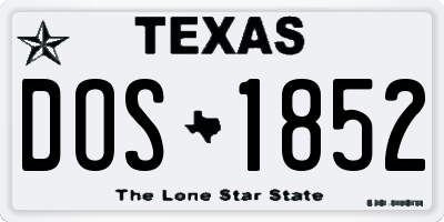 TX license plate DOS1852