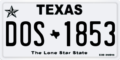 TX license plate DOS1853