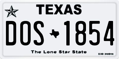 TX license plate DOS1854