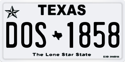 TX license plate DOS1858