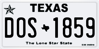 TX license plate DOS1859