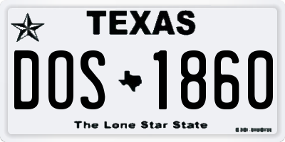 TX license plate DOS1860