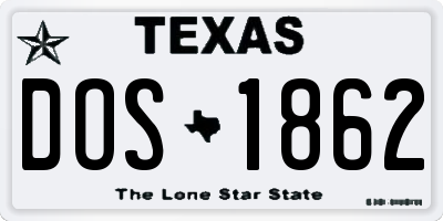 TX license plate DOS1862