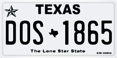 TX license plate DOS1865