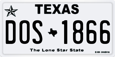 TX license plate DOS1866