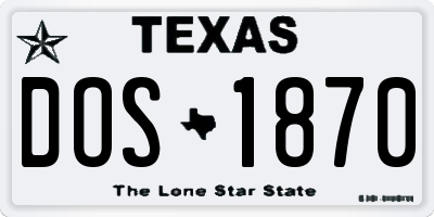 TX license plate DOS1870