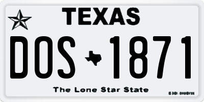 TX license plate DOS1871