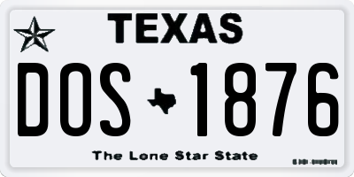 TX license plate DOS1876