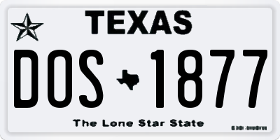TX license plate DOS1877