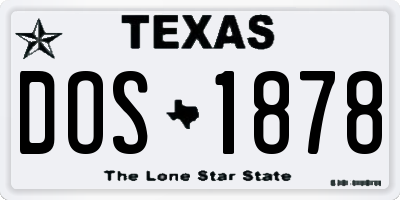 TX license plate DOS1878