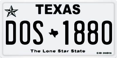 TX license plate DOS1880