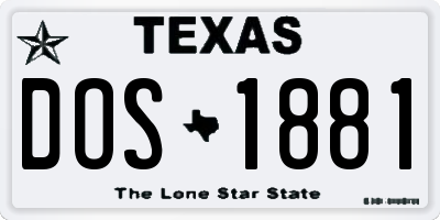 TX license plate DOS1881