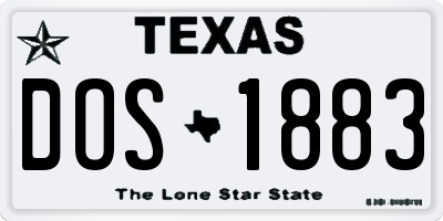 TX license plate DOS1883