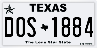 TX license plate DOS1884