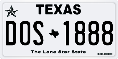 TX license plate DOS1888