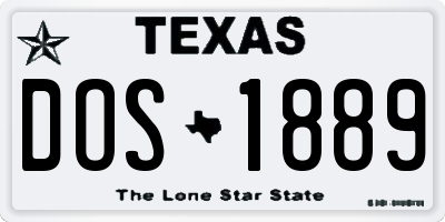 TX license plate DOS1889
