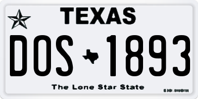 TX license plate DOS1893