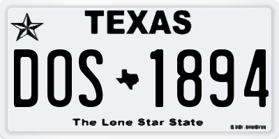 TX license plate DOS1894