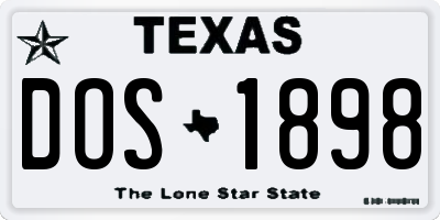 TX license plate DOS1898