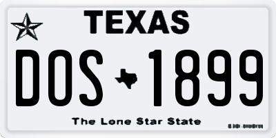 TX license plate DOS1899
