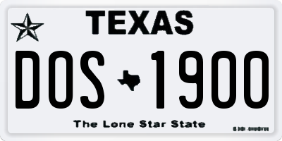TX license plate DOS1900
