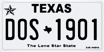TX license plate DOS1901