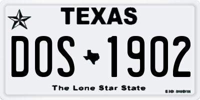 TX license plate DOS1902