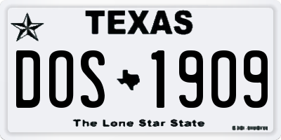 TX license plate DOS1909