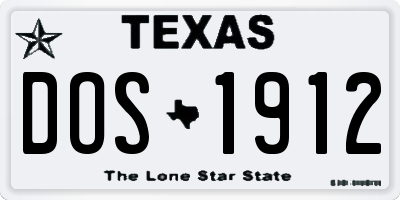TX license plate DOS1912