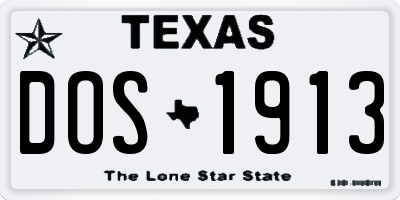 TX license plate DOS1913