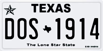 TX license plate DOS1914