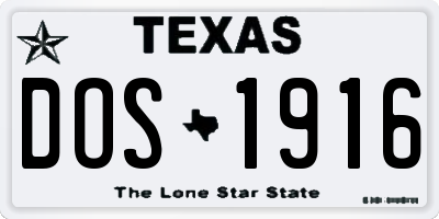 TX license plate DOS1916