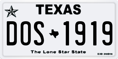 TX license plate DOS1919