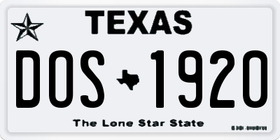 TX license plate DOS1920