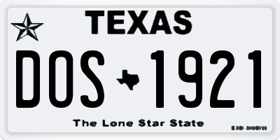 TX license plate DOS1921
