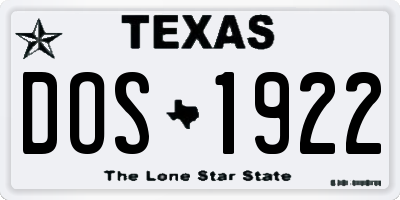 TX license plate DOS1922