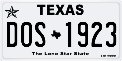 TX license plate DOS1923