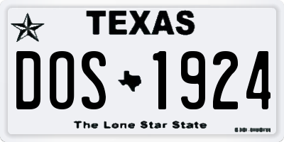 TX license plate DOS1924