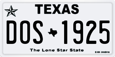 TX license plate DOS1925