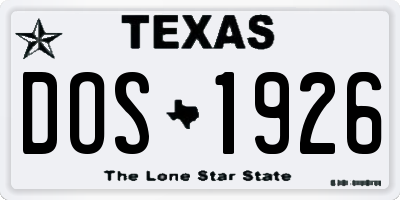 TX license plate DOS1926